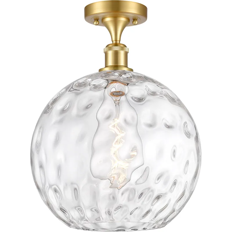 Ballston Athens Water Glass LED 12 inch Satin Gold Semi-Flush Mount Ceiling Light