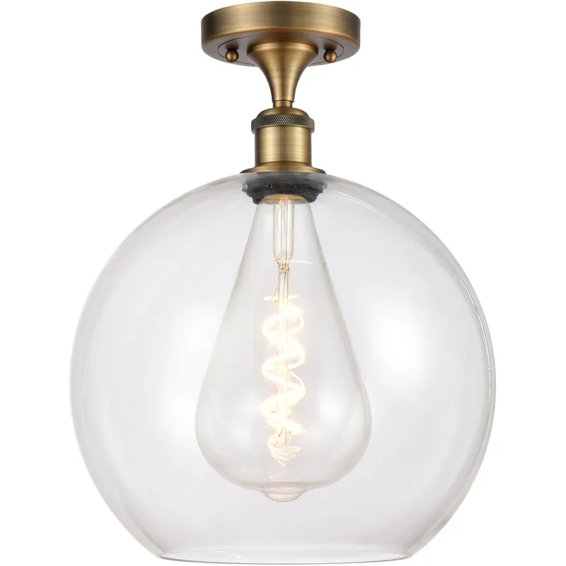 Ballston Athens LED 11.75 inch Brushed Brass Semi-Flush Mount Ceiling Light in Clear Glass