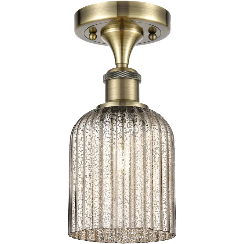 Bridal Veil 1 Light 5 inch Antique Brass Semi-Flush Mount Ceiling Light in Mercury Glass