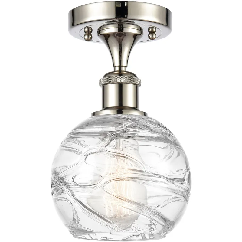 Ballston Small Deco Swirl 1 Light 6 inch Polished Nickel Semi-Flush Mount Ceiling Light, Ballston