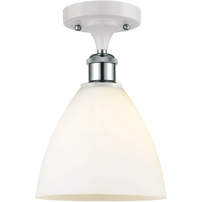 Ballston Dome LED 7.5 inch White and Polished Chrome Semi-Flush Mount Ceiling Light in Matte White Glass