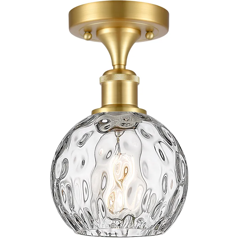 Athens Water Glass 1 Light 6 inch Satin Gold Semi-Flush Mount Ceiling Light