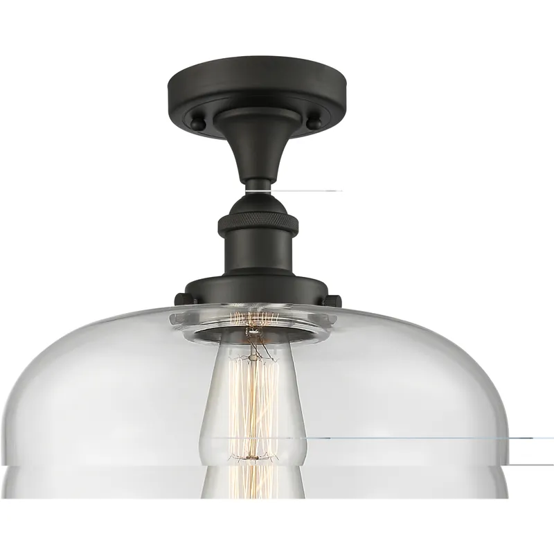 Ballston X-Large Bell 1 Light 8 inch Oil Rubbed Bronze Semi-Flush Mount Ceiling Light in Clear Glass, Ballston
