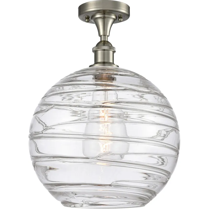 Ballston X-Large Deco Swirl 1 Light 12 inch Brushed Satin Nickel Semi-Flush Mount Ceiling Light, Ballston
