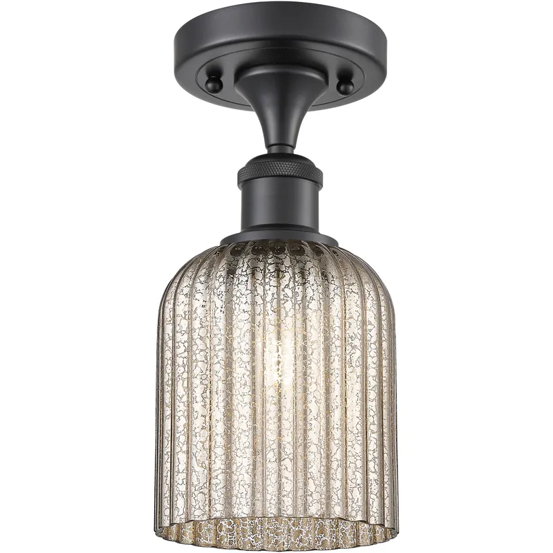 Bridal Veil 1 Light 5 inch Matte Black Semi-Flush Mount Ceiling Light in Mercury Glass