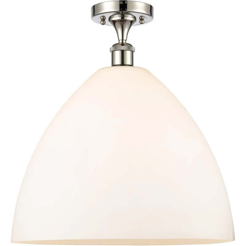 Ballston Dome 1 Light 16 inch Polished Nickel Semi-Flush Mount Ceiling Light in Matte White Glass