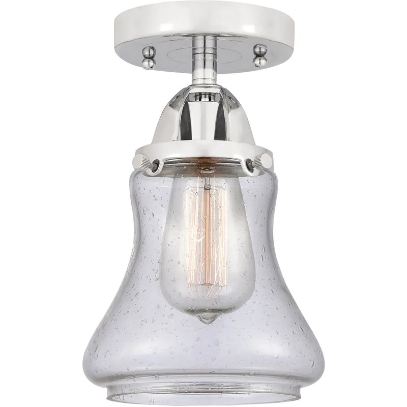 Nouveau 2 Bellmont 1 Light 6 inch Polished Chrome Semi-Flush Mount Ceiling Light in Seedy Glass