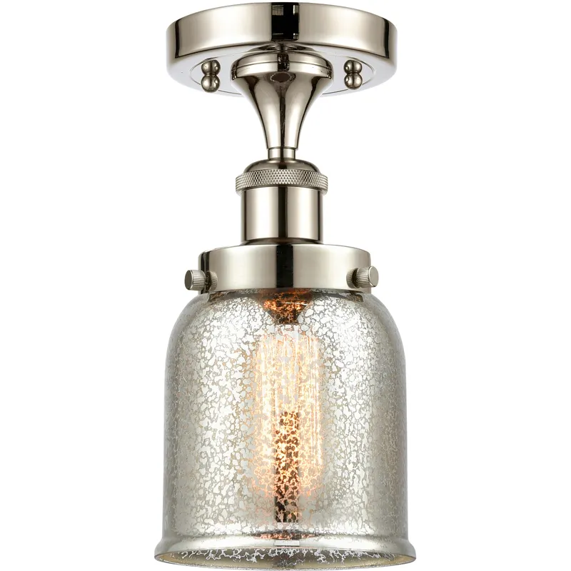 Bell 1 Light 5 inch Polished Nickel Semi-Flush Mount Ceiling Light in Silver Plated Mercury Glass
