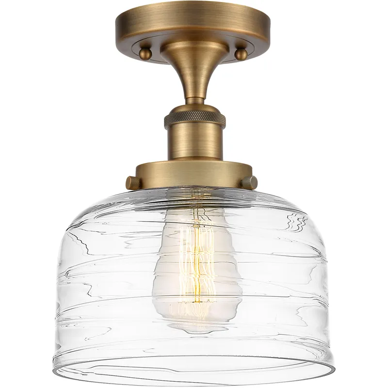 Ballston Bell 1 Light 8 inch Brushed Brass Semi-Flush Mount Ceiling Light