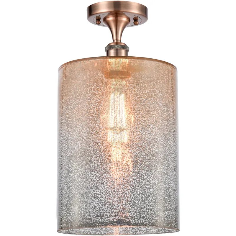 Ballston Large Cobbleskill 1 Light 9 inch Antique Copper Semi-Flush Mount Ceiling Light in Mercury Glass, Ballston