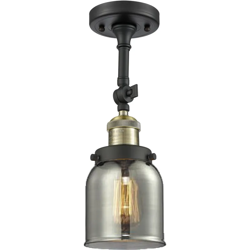 Franklin Restoration Small Bell 1 Light 5 inch Black Antique Brass Semi-Flush Mount Ceiling Light in Plated Smoke Glass, Franklin Restoration