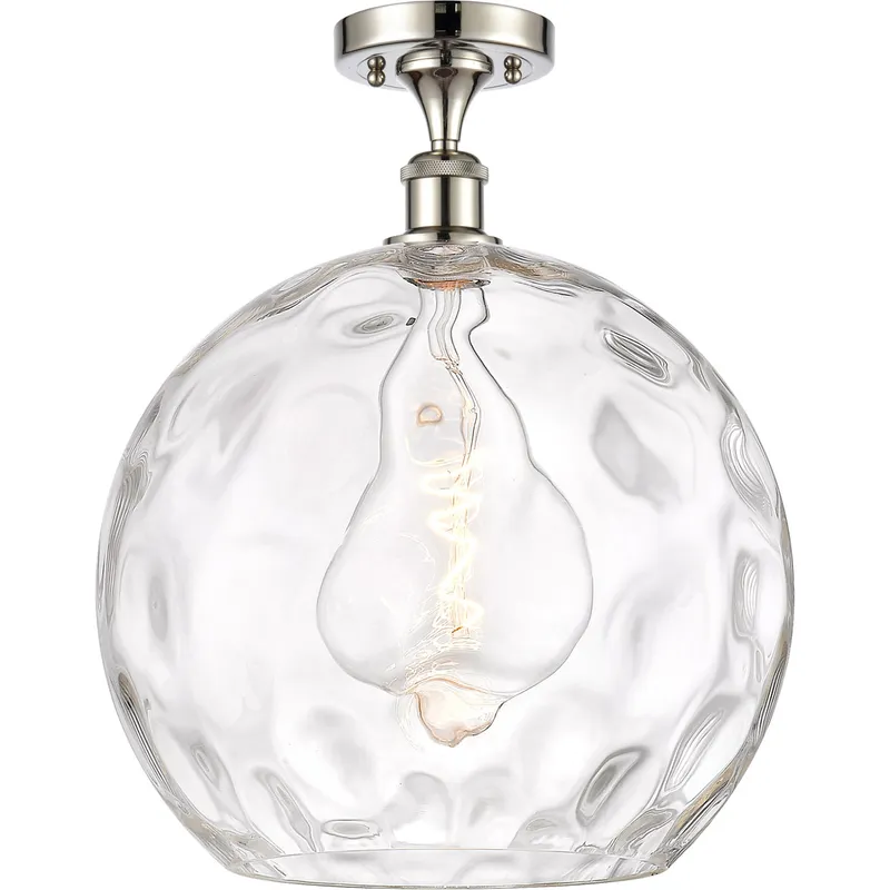 Ballston Athens Water Glass 1 Light 14 inch Polished Nickel Semi-Flush Mount Ceiling Light