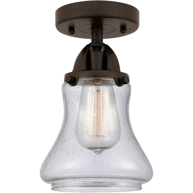 Nouveau 2 Bellmont 1 Light 6 inch Oil Rubbed Bronze Semi-Flush Mount Ceiling Light in Seedy Glass