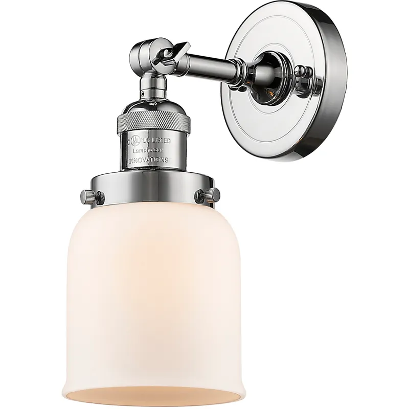 Franklin Restoration Small Bell 1 Light 5 inch Polished Chrome Semi-Flush Mount Ceiling Light in Matte White Glass, Franklin Restoration