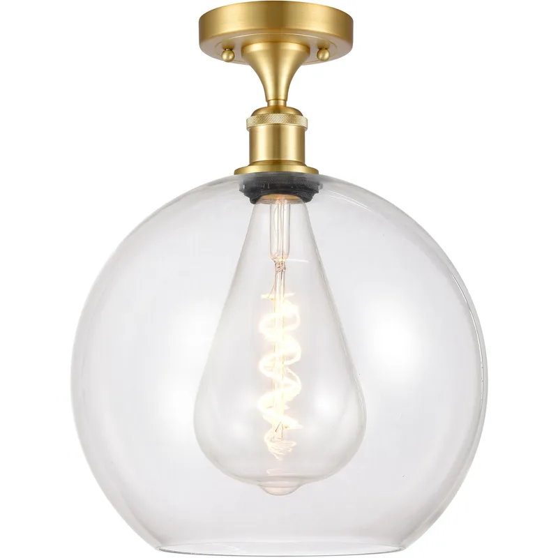 Ballston Athens LED 11.75 inch Satin Gold Semi-Flush Mount Ceiling Light in Clear Glass