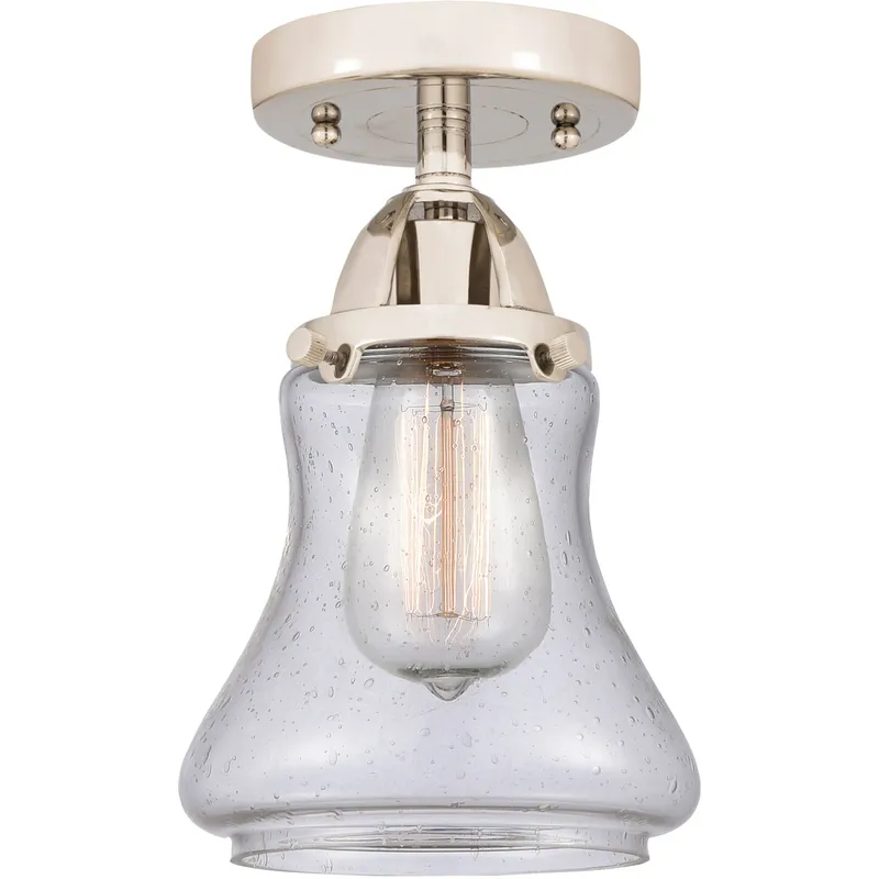 Nouveau 2 Bellmont 1 Light 6 inch Polished Nickel Semi-Flush Mount Ceiling Light in Seedy Glass