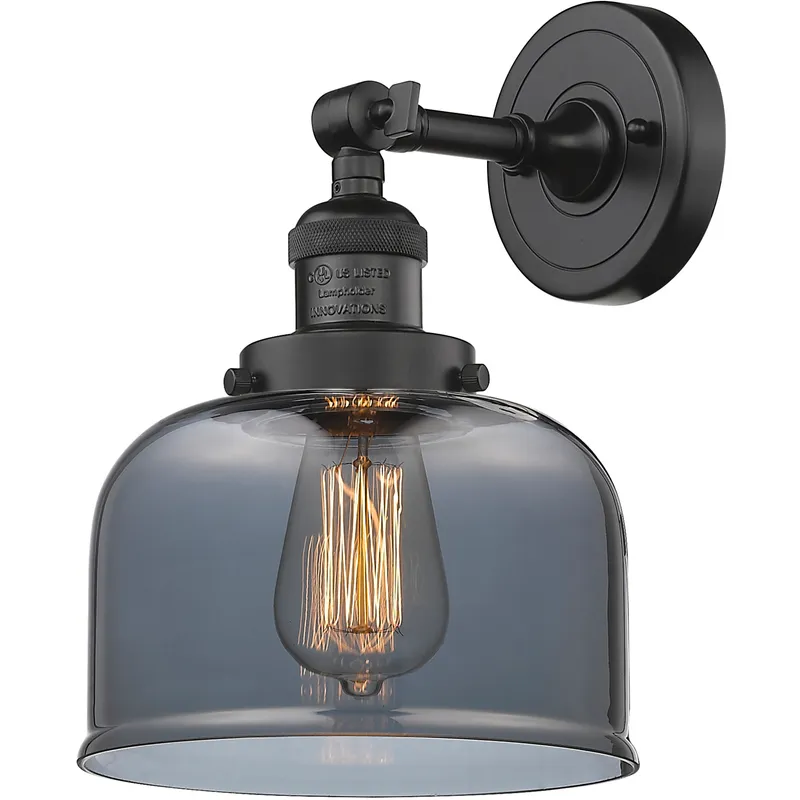 Franklin Restoration Large Bell 1 Light 8 inch Oil Rubbed Bronze Semi-Flush Mount Ceiling Light in Light Smoke Glass, Franklin Restoration