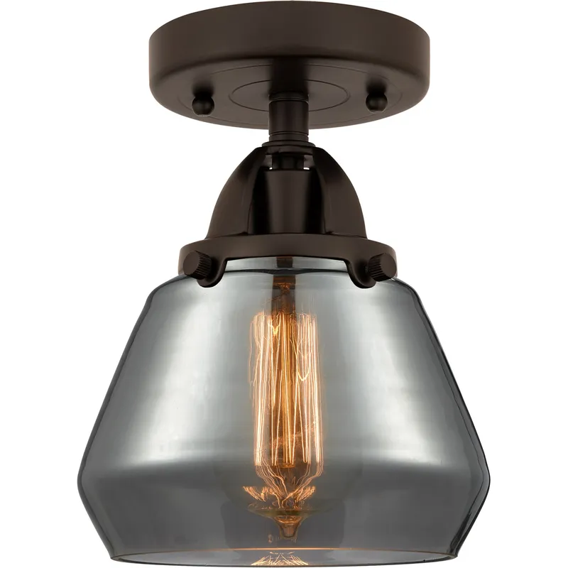 Nouveau 2 Fulton 1 Light 7 inch Oil Rubbed Bronze Semi-Flush Mount Ceiling Light in Plated Smoke Glass