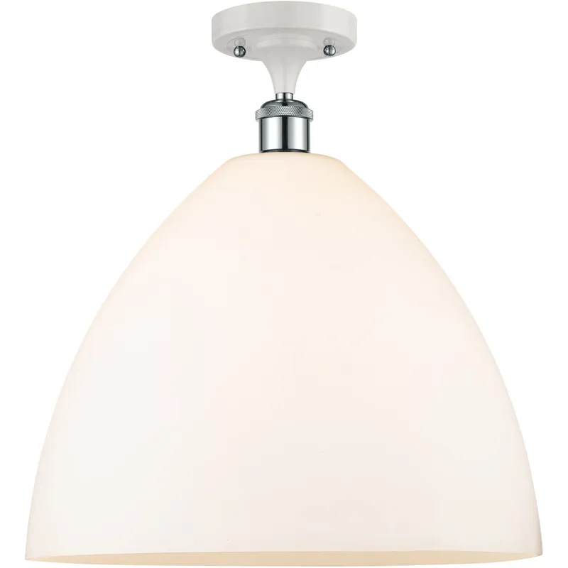 Ballston Dome 1 Light 16 inch White and Polished Chrome Semi-Flush Mount Ceiling Light in Matte White Glass