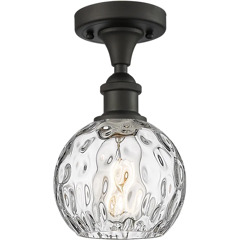 Edison Athens Water Glass 1 Light 6 inch Oil Rubbed Bronze Semi-Flush Mount Ceiling Light
