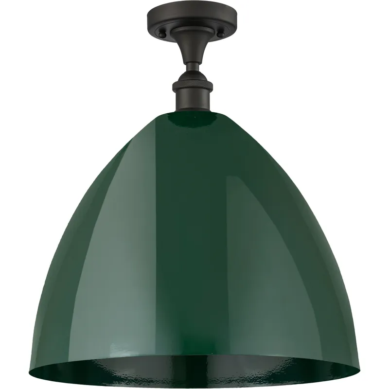 Ballston Plymouth Dome LED 16 inch Oil Rubbed Bronze Semi-Flush Mount Ceiling Light in Matte Green
