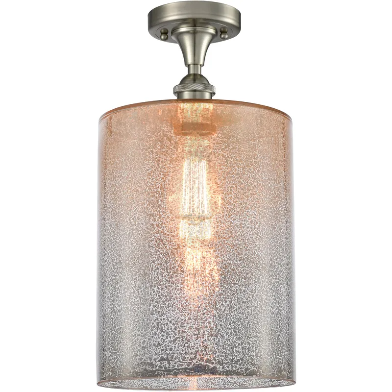 Ballston Large Cobbleskill 1 Light 9 inch Brushed Satin Nickel Semi-Flush Mount Ceiling Light in Mercury Glass, Ballston