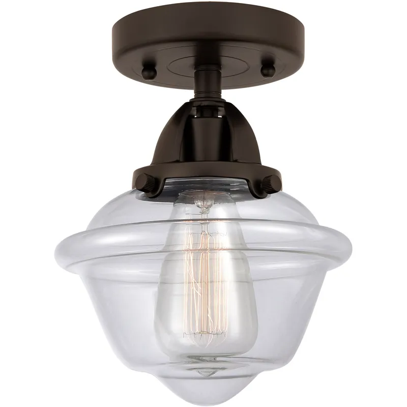 Nouveau 2 Small Oxford 1 Light 8 inch Oil Rubbed Bronze Semi-Flush Mount Ceiling Light in Clear Glass