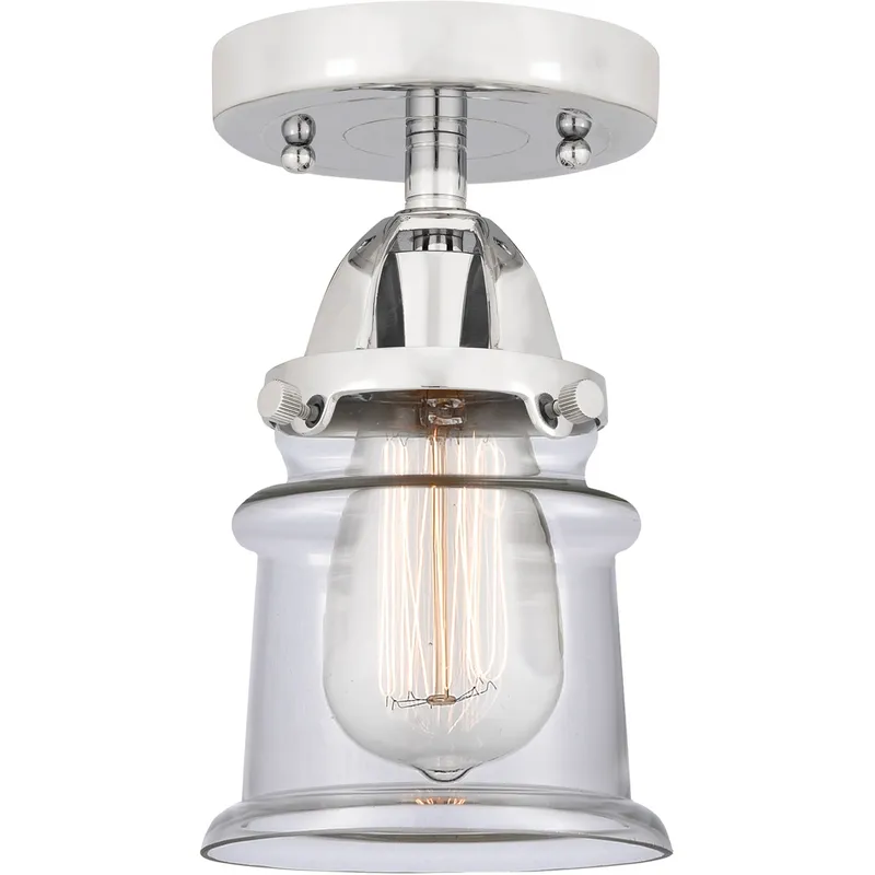 Nouveau 2 Small Canton 1 Light 5 inch Polished Chrome Semi-Flush Mount Ceiling Light in Clear Glass