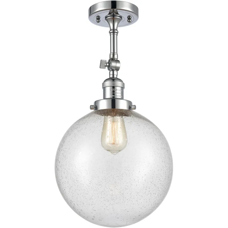 Franklin Restoration X-Large Beacon LED 10 inch Polished Chrome Semi-Flush Mount Ceiling Light in Seedy Glass, Franklin Restoration