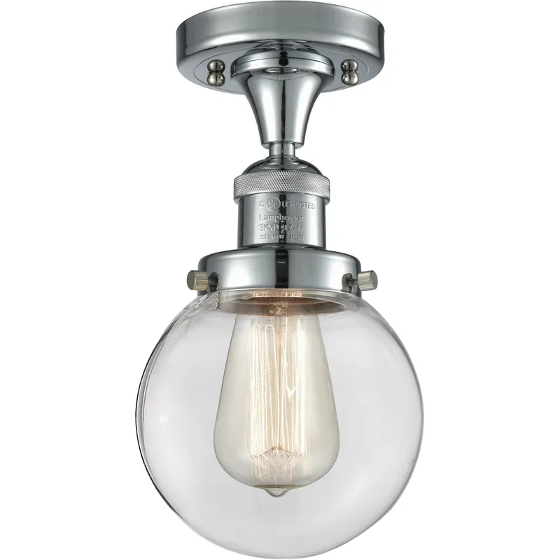 Franklin Restoration Beacon 1 Light 6 inch Polished Chrome Semi-Flush Mount Ceiling Light in Clear Glass, Franklin Restoration