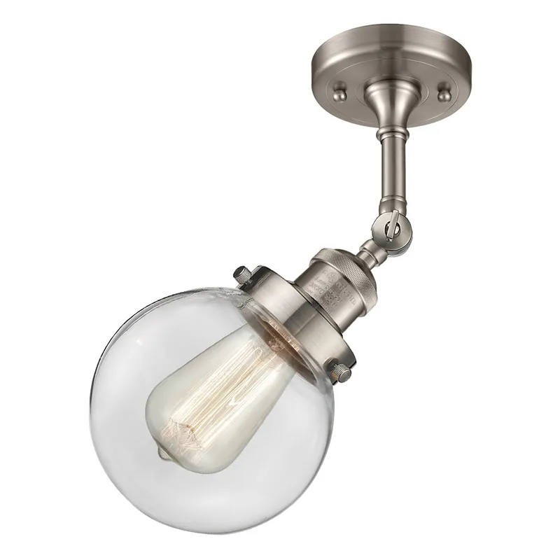 Franklin Restoration Beacon 1 Light 6 inch Brushed Satin Nickel Semi-Flush Mount Ceiling Light in Clear Glass, Franklin Restoration