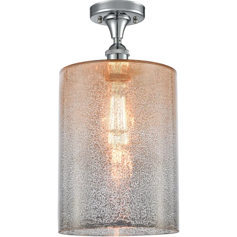 Ballston Large Cobbleskill 1 Light 9 inch Polished Chrome Semi-Flush Mount Ceiling Light in Mercury Glass, Ballston
