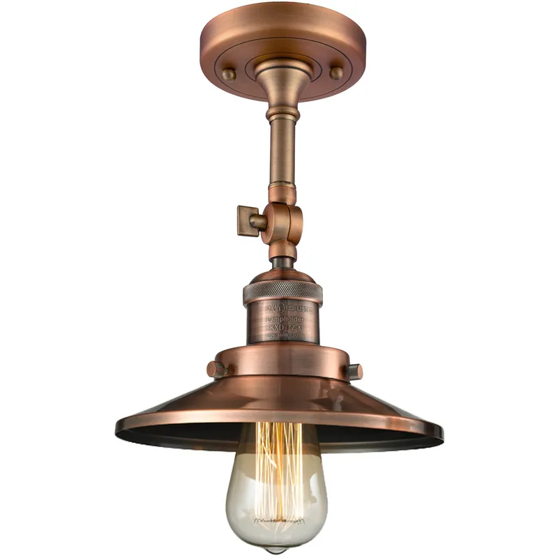 Franklin Restoration Railroad 1 Light 8 inch Antique Copper Semi-Flush Mount Ceiling Light, Franklin Restoration