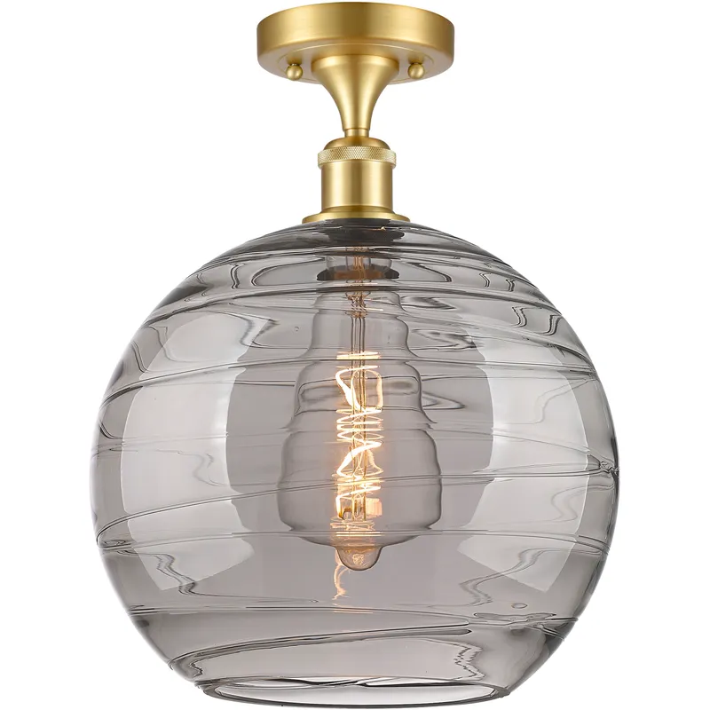 Ballston Athens Deco Swirl 1 Light 12 inch Satin Gold Semi-Flush Mount Ceiling Light