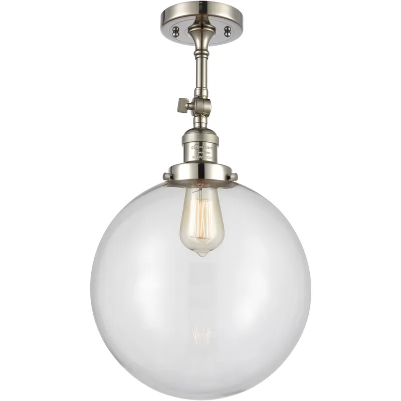 Franklin Restoration XX-Large Beacon 1 Light 12 inch Polished Nickel Semi-Flush Mount Ceiling Light in Clear Glass, Franklin Restoration