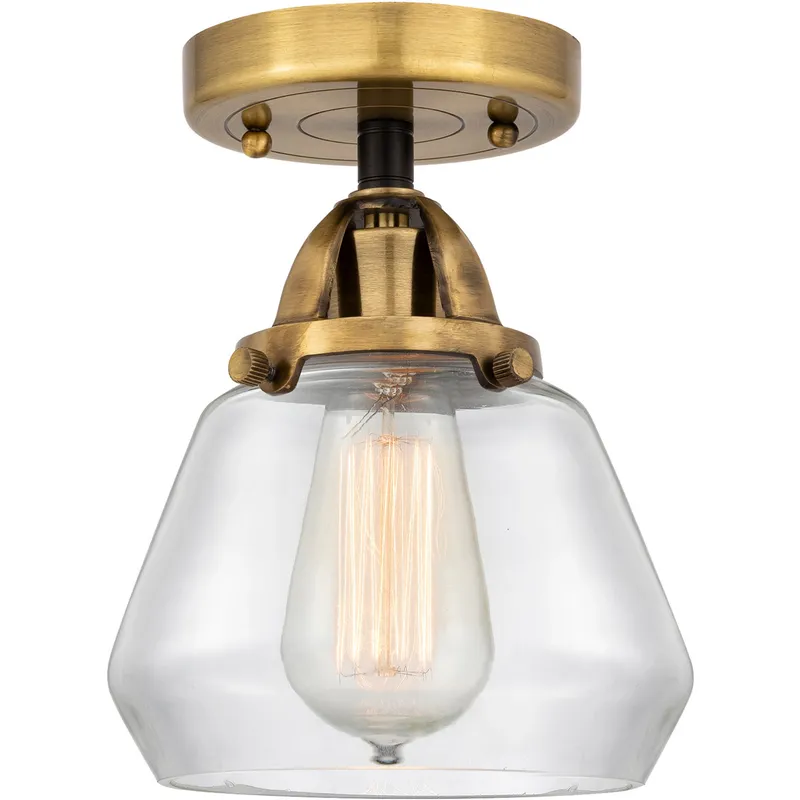 Nouveau 2 Fulton 1 Light 6.75 inch Black Antique Brass Semi-Flush Mount Ceiling Light in Clear Glass