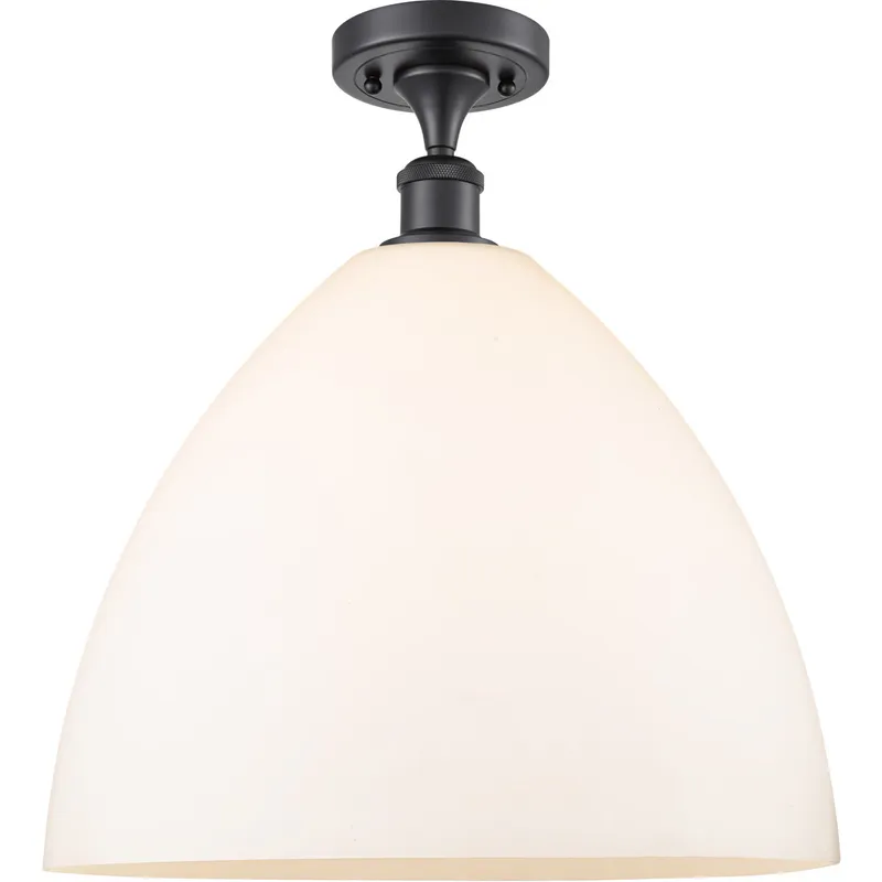 Ballston Dome 1 Light 16 inch Matte Black Semi-Flush Mount Ceiling Light in Matte White Glass