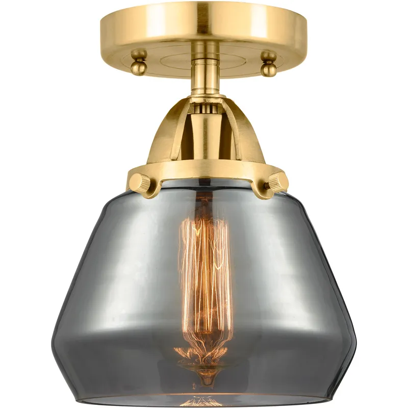 Nouveau 2 Fulton 1 Light 7 inch Satin Gold Semi-Flush Mount Ceiling Light in Plated Smoke Glass