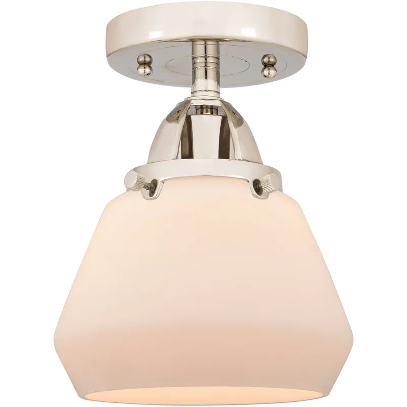 Nouveau 2 Fulton LED 6.75 inch Polished Nickel Semi-Flush Mount Ceiling Light in Matte White Glass