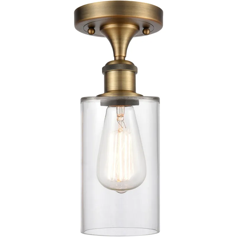 Clymer 1 Light 3.88 inch Brushed Brass Semi-Flush Mount Ceiling Light in Clear Glass