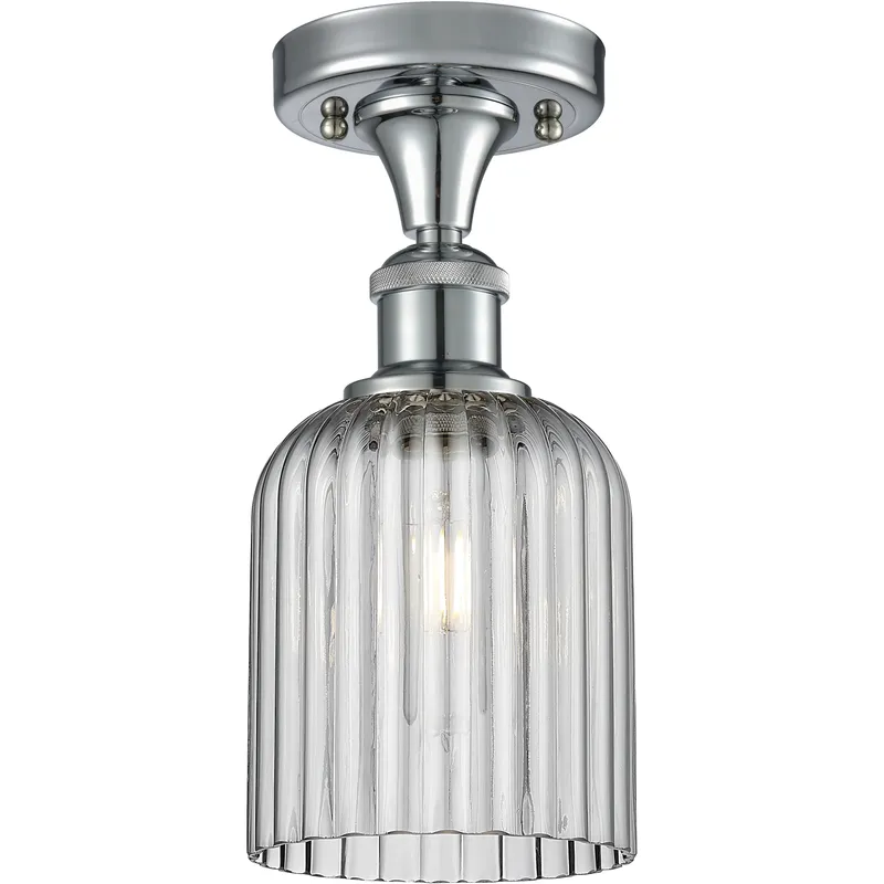 Bridal Veil 1 Light 5 inch Polished Chrome Semi-Flush Mount Ceiling Light in Light Smoke Glass
