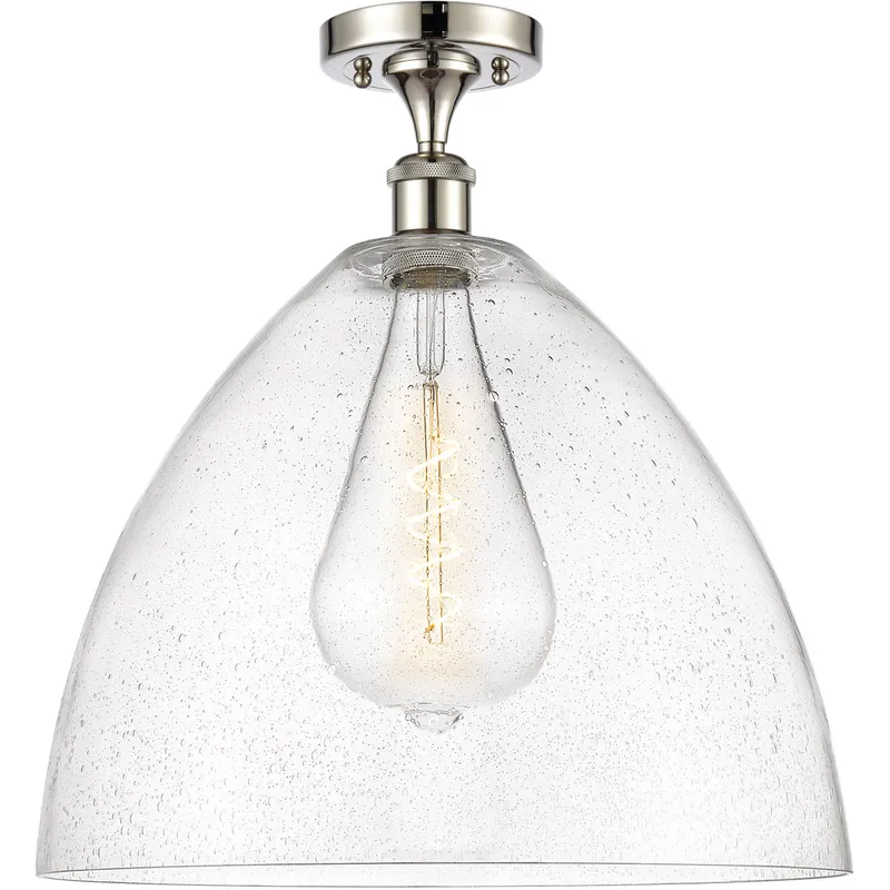Ballston Dome 1 Light 16 inch Polished Nickel Semi-Flush Mount Ceiling Light in Seedy Glass