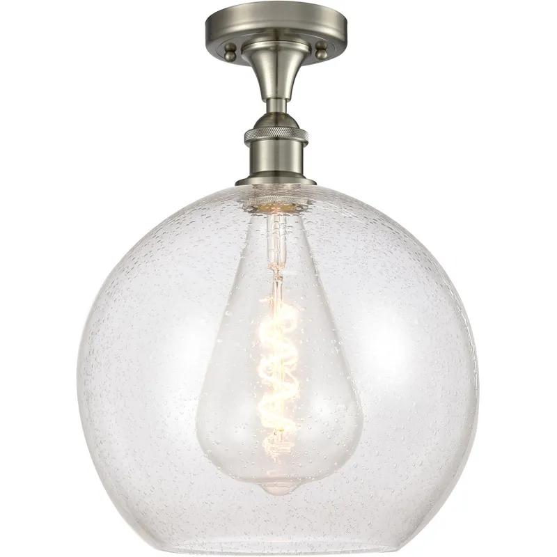Ballston Athens LED 11.75 inch Brushed Satin Nickel Semi-Flush Mount Ceiling Light in Seedy Glass