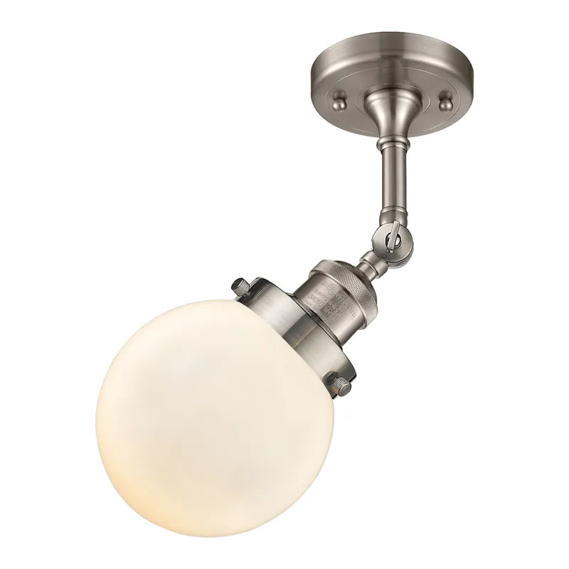 Franklin Restoration Beacon 1 Light 6 inch Brushed Satin Nickel Semi-Flush Mount Ceiling Light in Matte White Glass, Franklin Restoration