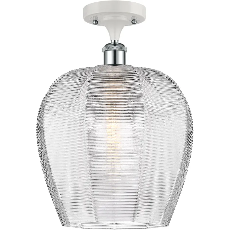 Ballston Norfolk LED 12 inch White and Polished Chrome Semi-Flush Mount Ceiling Light in Clear Glass