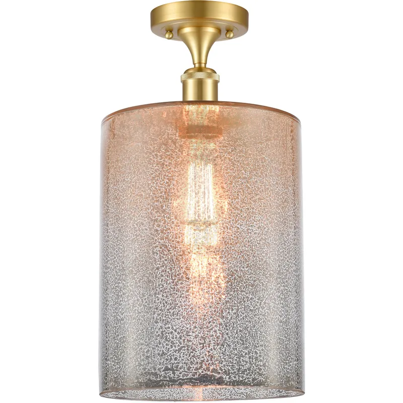 Ballston Large Cobbleskill 1 Light 9 inch Satin Gold Semi-Flush Mount Ceiling Light in Mercury Glass, Ballston