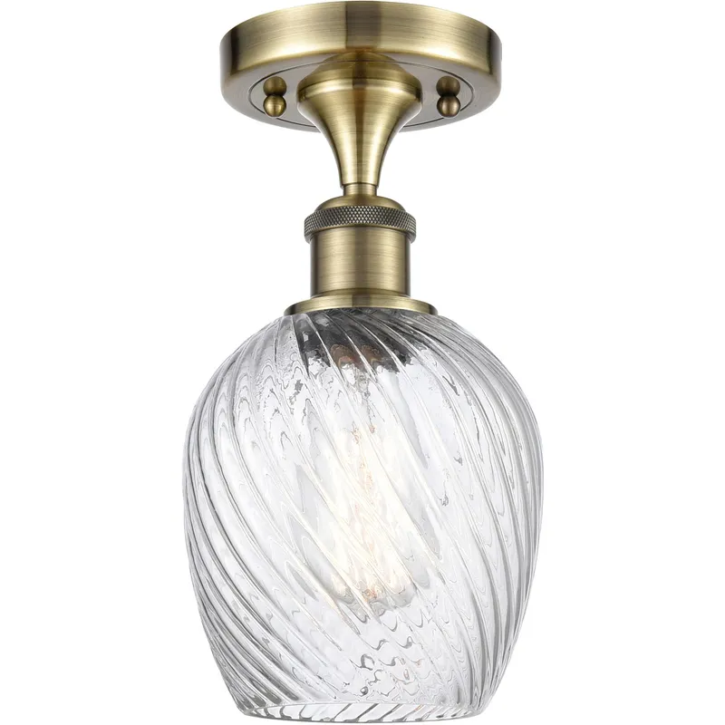 Ballston Salina LED 5 inch Antique Brass Semi-Flush Mount Ceiling Light, Ballston