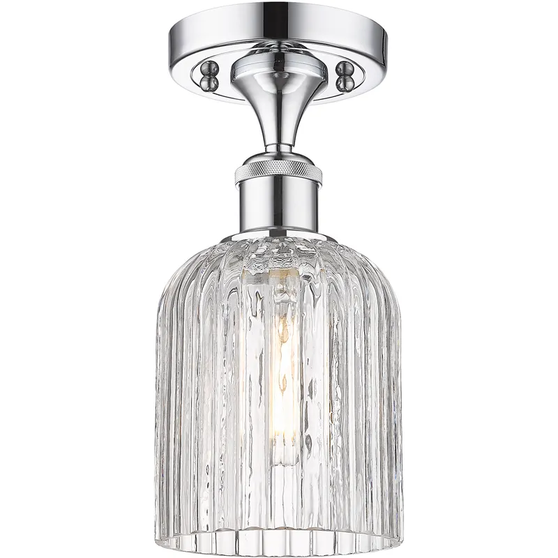 Bridal Veil 1 Light 5 inch Polished Chrome Semi-Flush Mount Ceiling Light in Clear Glass