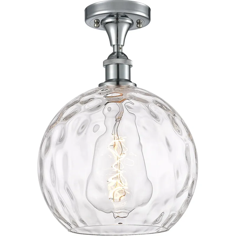 Ballston Athens Water Glass LED 10 inch Polished Chrome Semi-Flush Mount Ceiling Light
