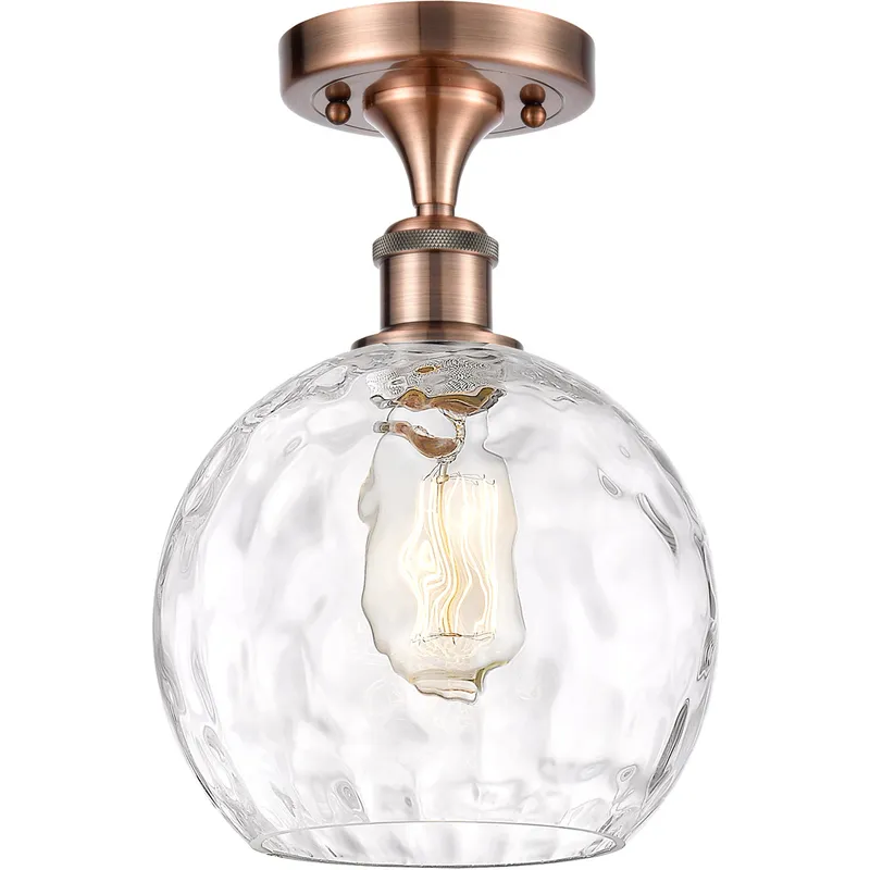 Ballston Athens Water Glass 1 Light 8 inch Antique Copper Semi-Flush Mount Ceiling Light
